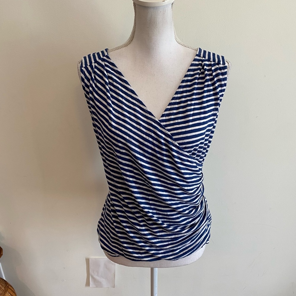 Banana Republic Linen Blend V Neck Striped Wrap Tank Top Size Medium